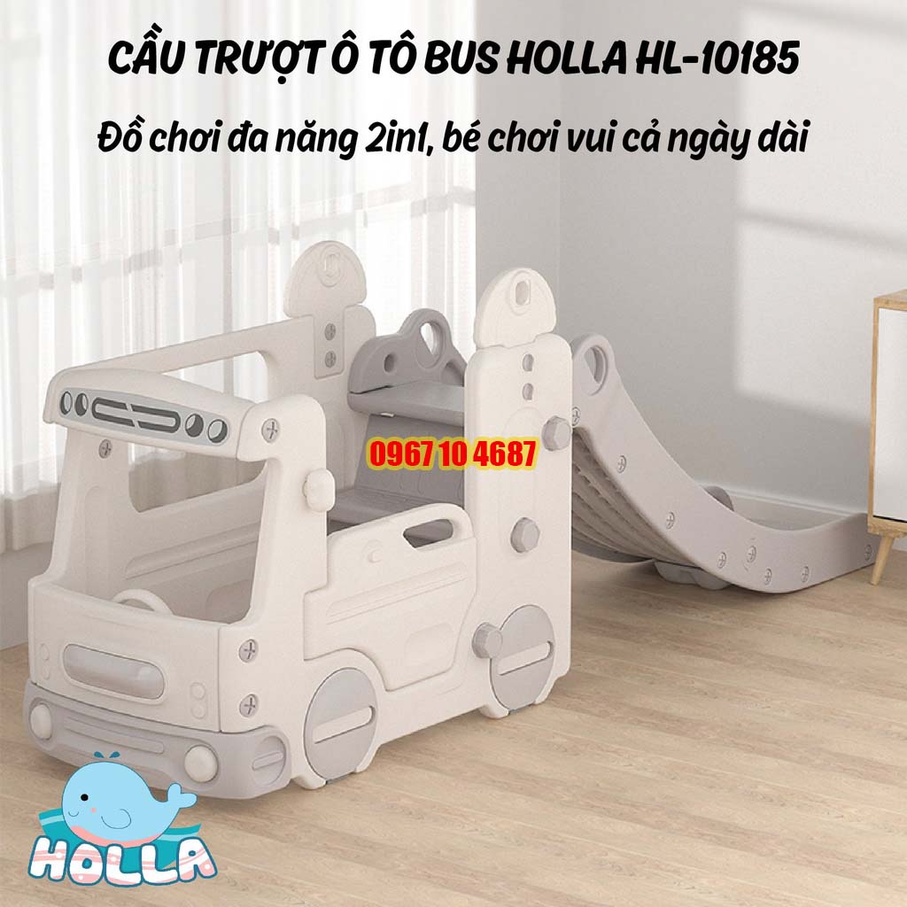 Cầu Trượt Ô Tô Bus Holla HL-10185, Cầu Trượt Đa Năng 2in1 Vừa Làm Đồ Chơi Xe Ô Tô Và Cầu Trượt Cho Bé