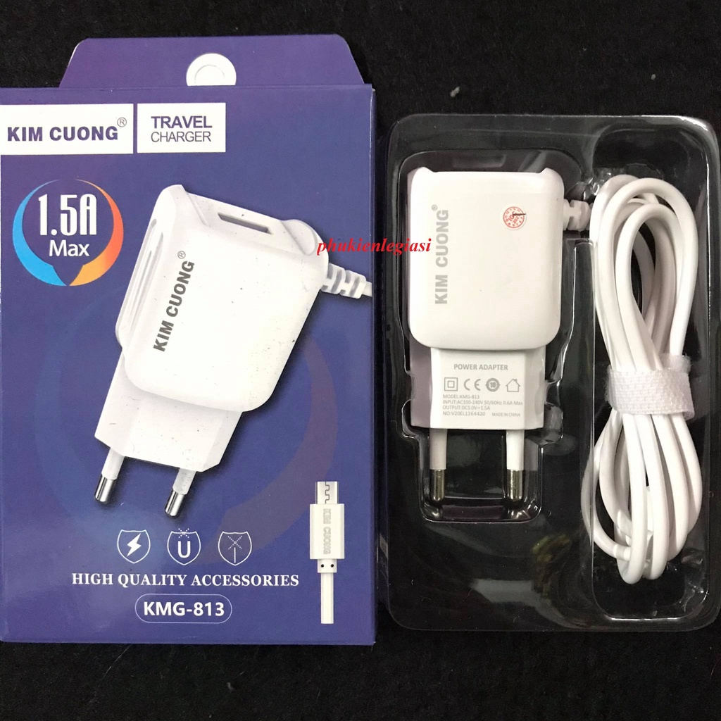 Bộ Sạc Kim Cương Hàng Chính Hãng Chân/Cổng Micro USB thích hợp với các dòng Điện Thoại Samsung/Oppo/Vivo/Xiaomi/Max