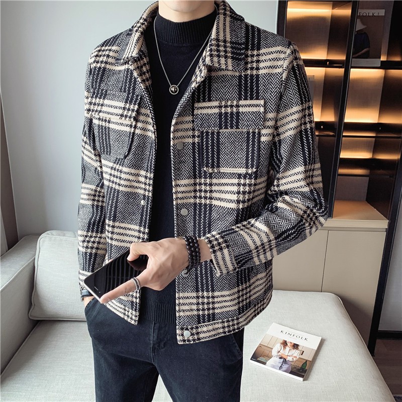 Áo dạ nam kẻ caro dáng ngắn 2 lớp phong cách hàn quốc trẻ trung hiện đại [ORDER]