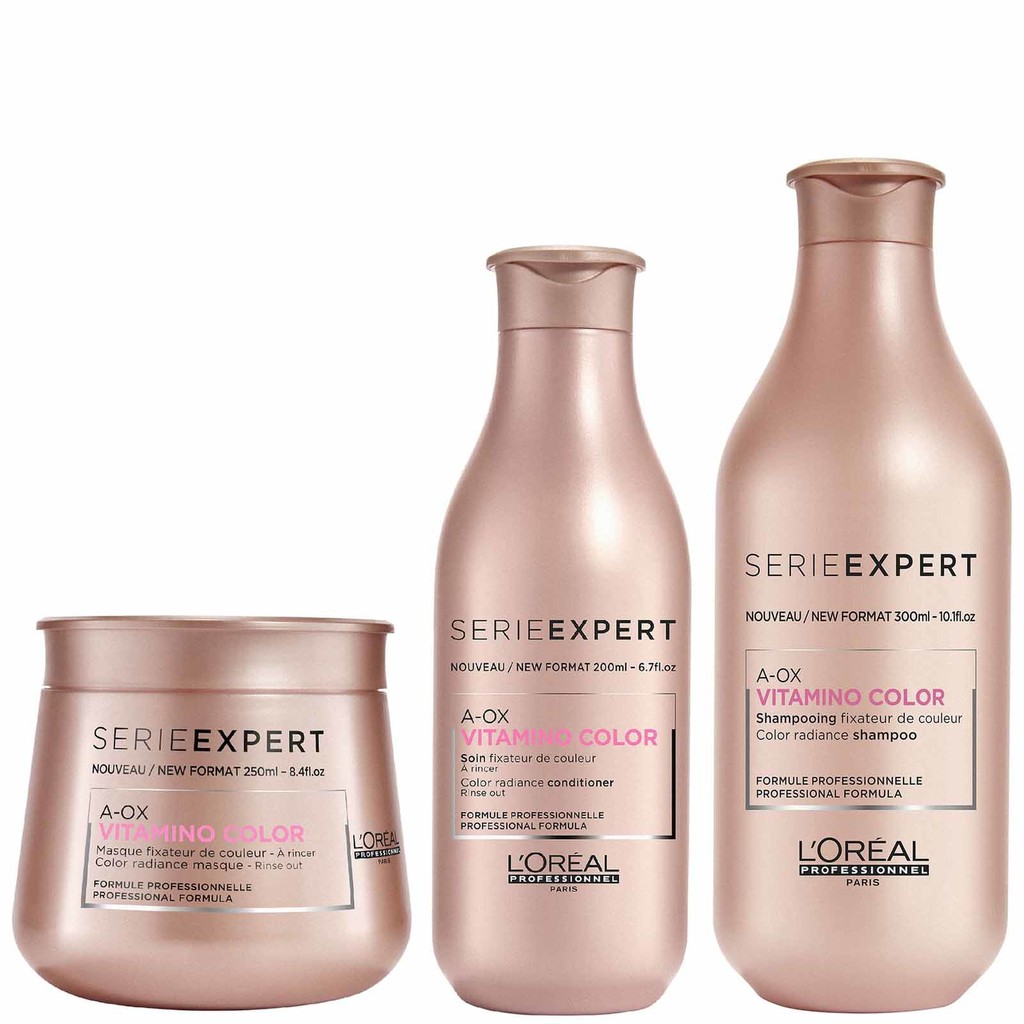 Combo dầu gội, dầu xả và hấp dầu Loreal Vitamino Color A-OX 300ml chăm sóc và giữ màu tóc nhuộm