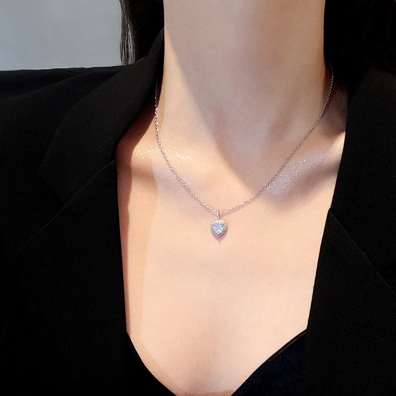 Vòng cổ khảm Zircon thời trang nữ hình trái tim
