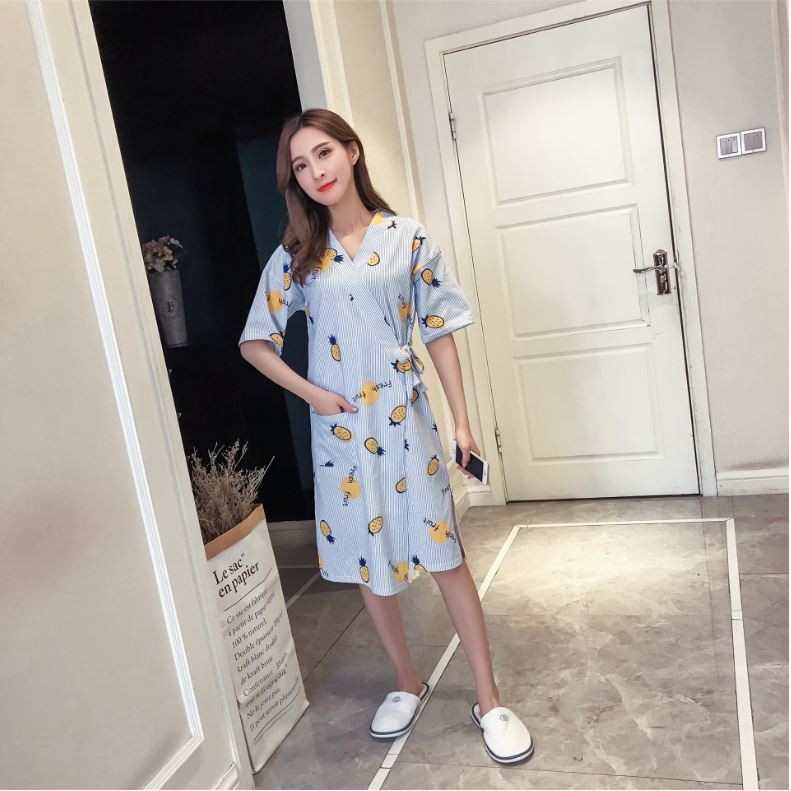 Kimono ngủ kiểu nhật mặc nhà  áo choàng nữ họa tiết dứa mùa hè siêu dễ thương  IVY019