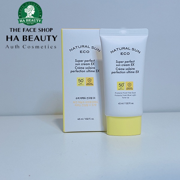 Kem chống nắng dưỡng ẩm da chống bụi mịn ánh sáng xanh The Face Shop Natural Sun Eco Super Perfect EX SPF50+PA+++ 45ml