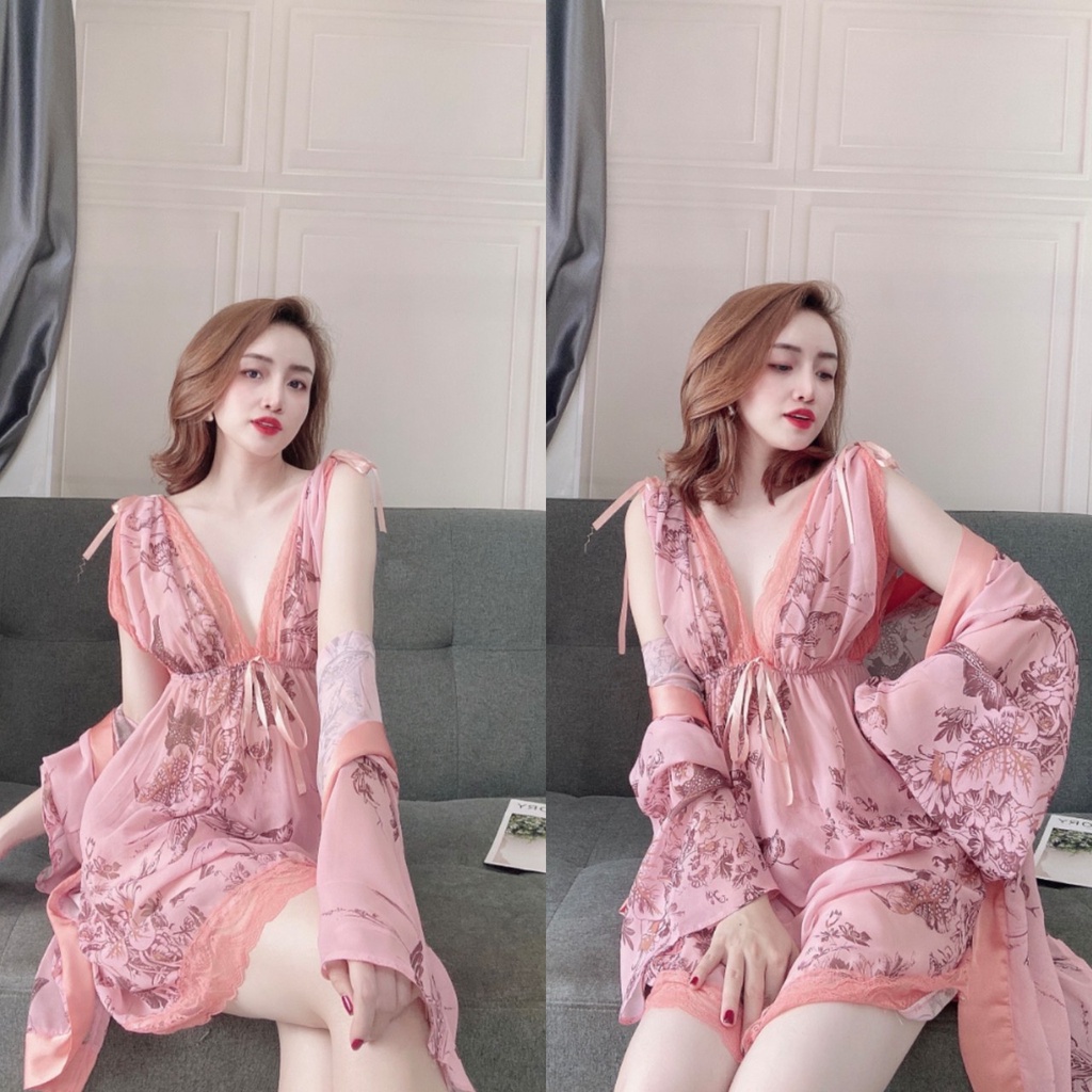 Đầm ngủ sexy ❣️FREE SHIP❣️ Váy Ngủ + Choàng Voan Tơ kèm quần <65kg | BigBuy360 - bigbuy360.vn