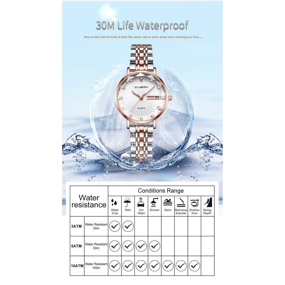 Đồng hồ đeo tay CRRJU 6002X máy thạch anh thép không gỉ chống thấm nước thời trang sang trọng dành cho nữ