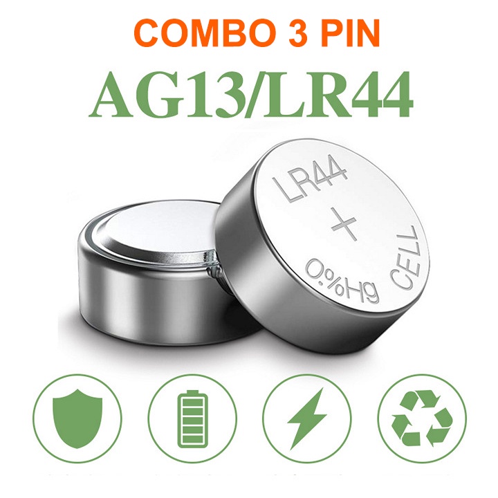 Combo 3 Pin Cúc Áo  AG13/LR44 -1,5V _Phụ kiện đồng hồ, máy tính, đồ điện tử