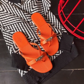 Dép Hermes quai kẹp da xước