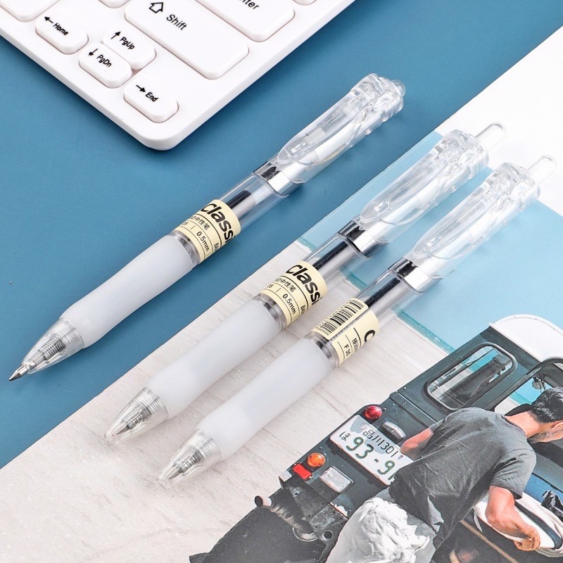 Bút gel nước gel ink pen dạng bấm mực đen đỏ xanh ngòi 0.5mm Baoke F35 chính hãng