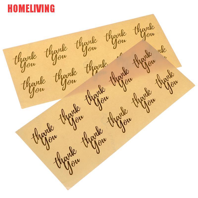 Set 100 Nhãn Dán Trong Suốt In Chữ Thank you Màu Vàng Dùng Trang Trí Quà Tặng DIY