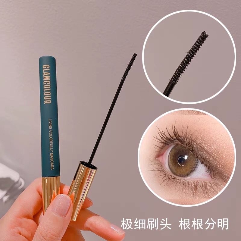 Mascara Chuốt Mi GLAMCOLOUR Cao Cấp Siêu Dài Dày Mi Mascara Siêu Mảnh Chải Mi Trên và Mi Dưới Tơi Mi Cong Vút Chống Nước