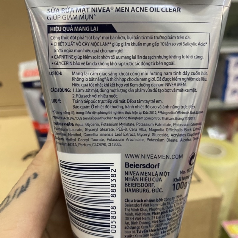 Sữa rửa mặt nivea MEN 100g