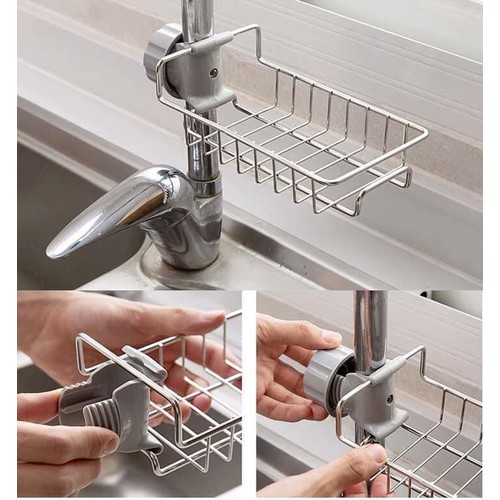 Kệ giá để gọn đồ inox cạnh bồn rửa bát vòi tắm vòi nước tiện lợi