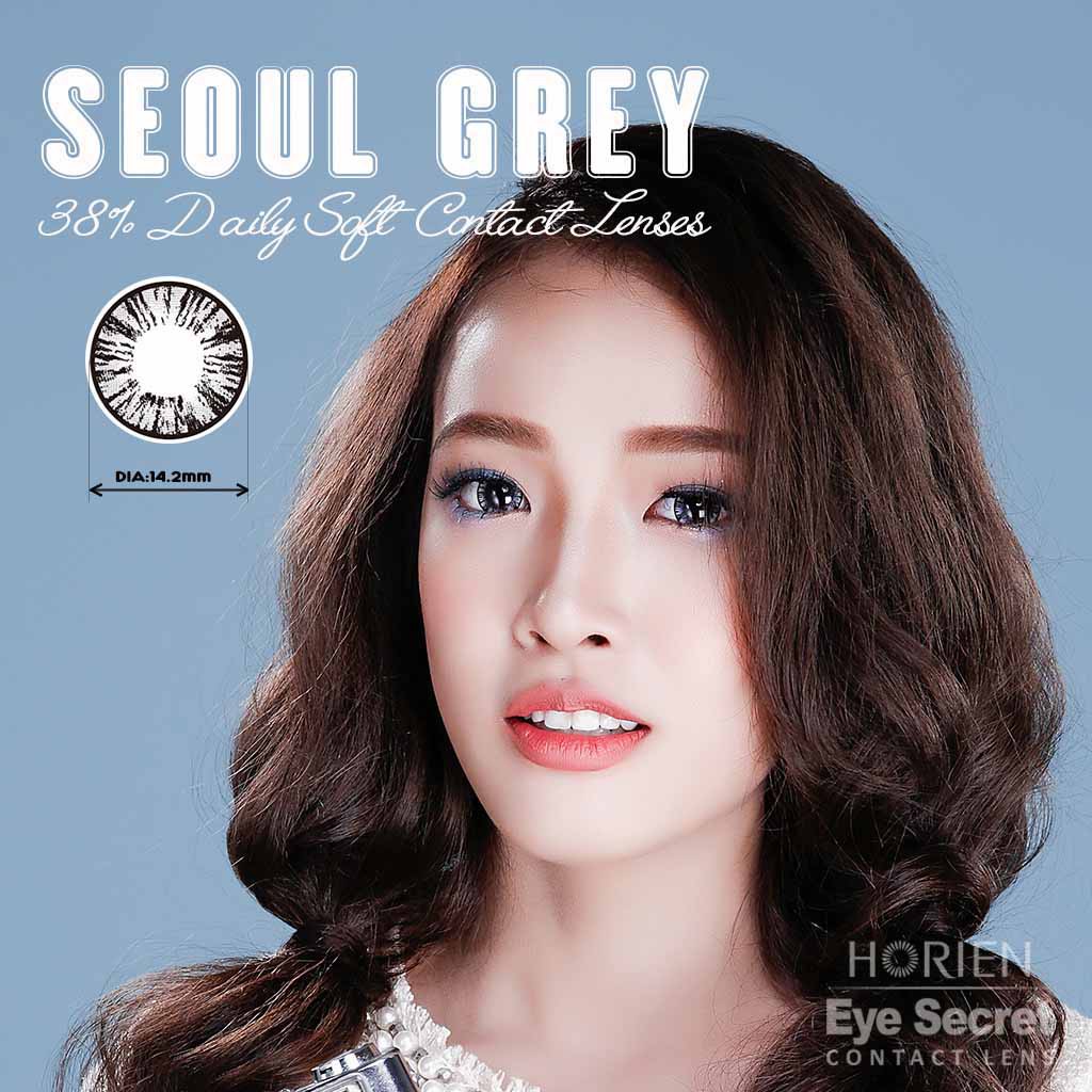 Kính áp tròng Eye Secret 1 ngày màu SEOUL Grey, lens mắt màu xám có độ cận - Lens Optic