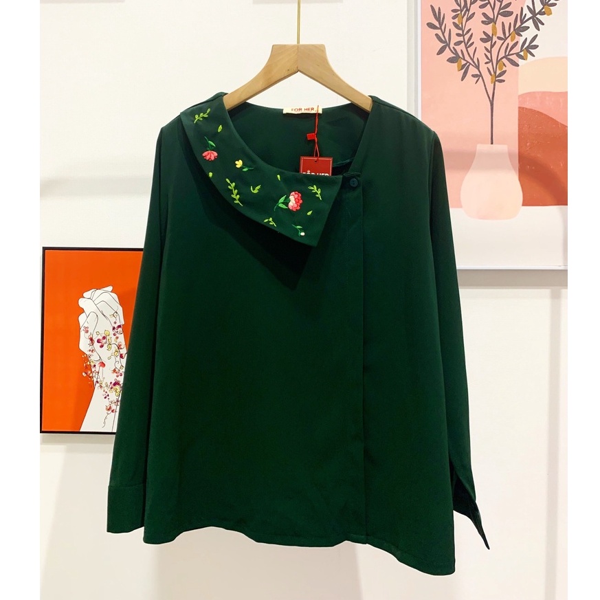 Áo Cổ Thêu FOR HER Hàng Nút AO0609