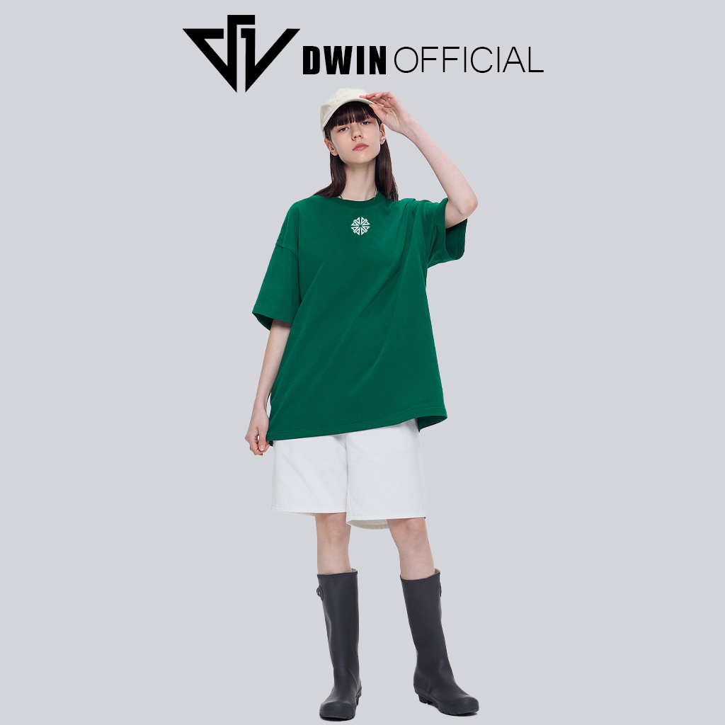 Áo thun unisex DWIN SIGNATURE logo thời trang basic tee phông trơn nam nữ tay lỡ oversize form rộng