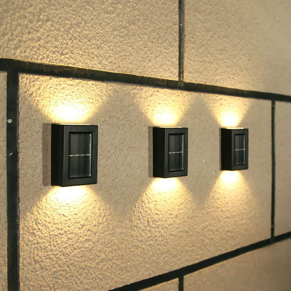 Solar Power 2 LED Light Path Way Wall Landscape Mount Garden Fence Lamp Outdoor 3Color