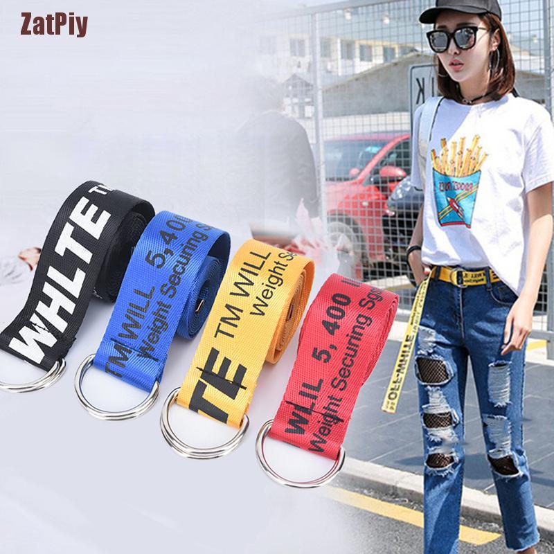 OFF-WHITE Thắt Lưng Vải Canvas Có Chữ Thêu Thời Trang Cao Cấp Cho Nữ