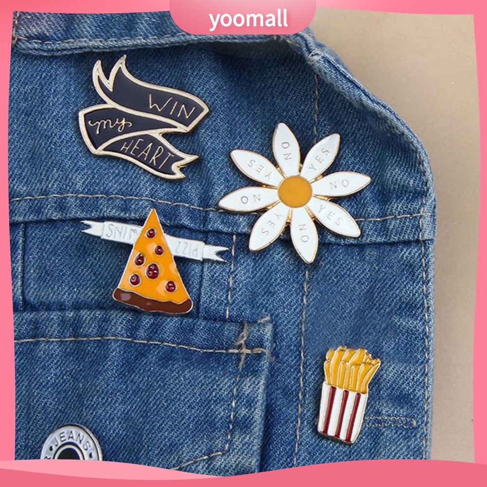 Ghim cài áo trang trí hình bánh pizza/khoai tây chiên/hoa cúc
