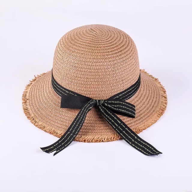 Mũ Cói pilu Đi Biển gắn ruy băng 2