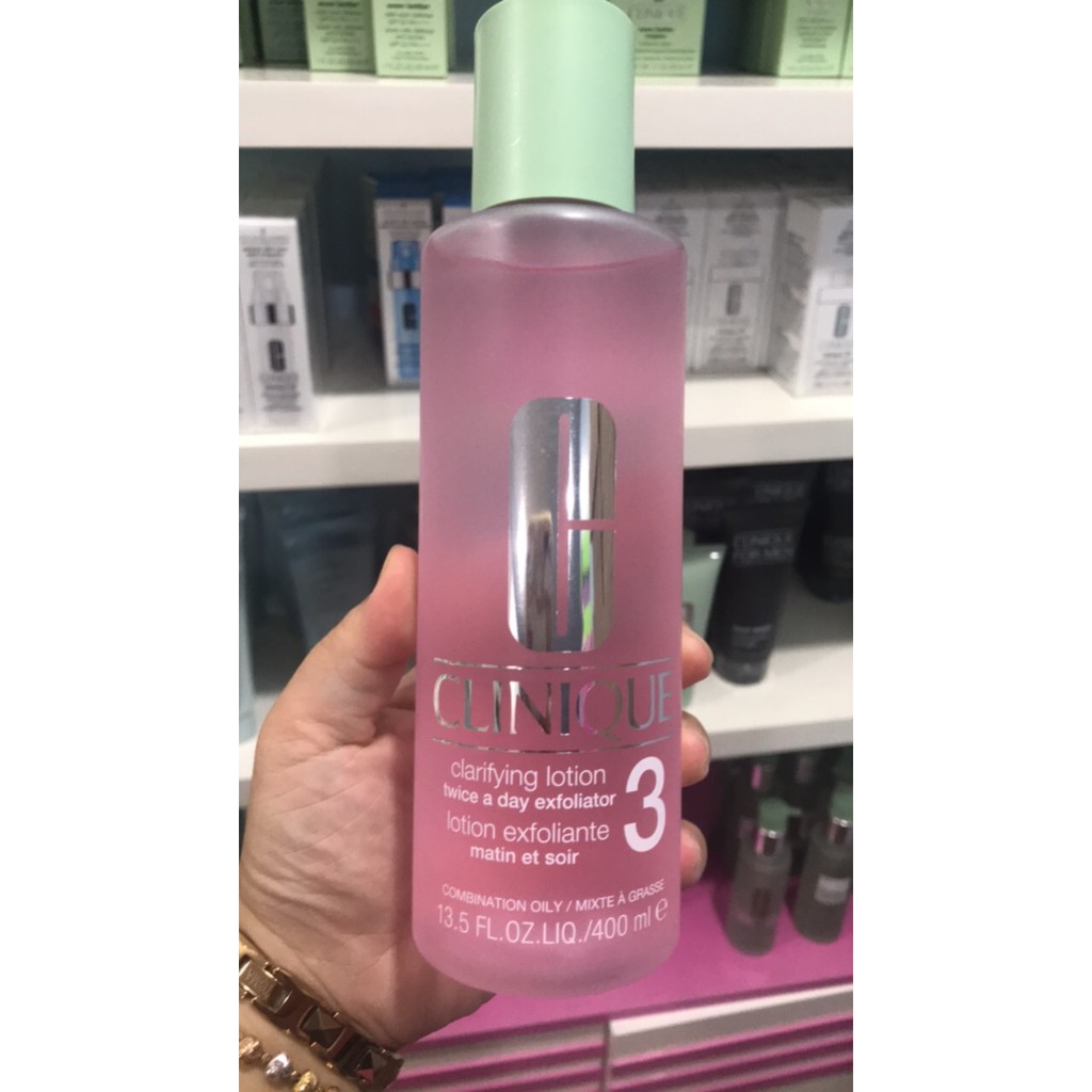 Nước hoa hồng Da hỗn hợp Dầu Clinique Clarifying Lotion Twice a Day Exfoliator 3 ( 400ml )