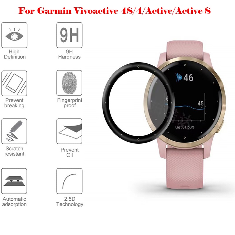Kính Cường Lực Cong 3D Chống Trầy Bảo Vệ Màn Hình Đồng Hồ Thông Minh Garmin Vivoactive 4S / 4 / Active / Active S