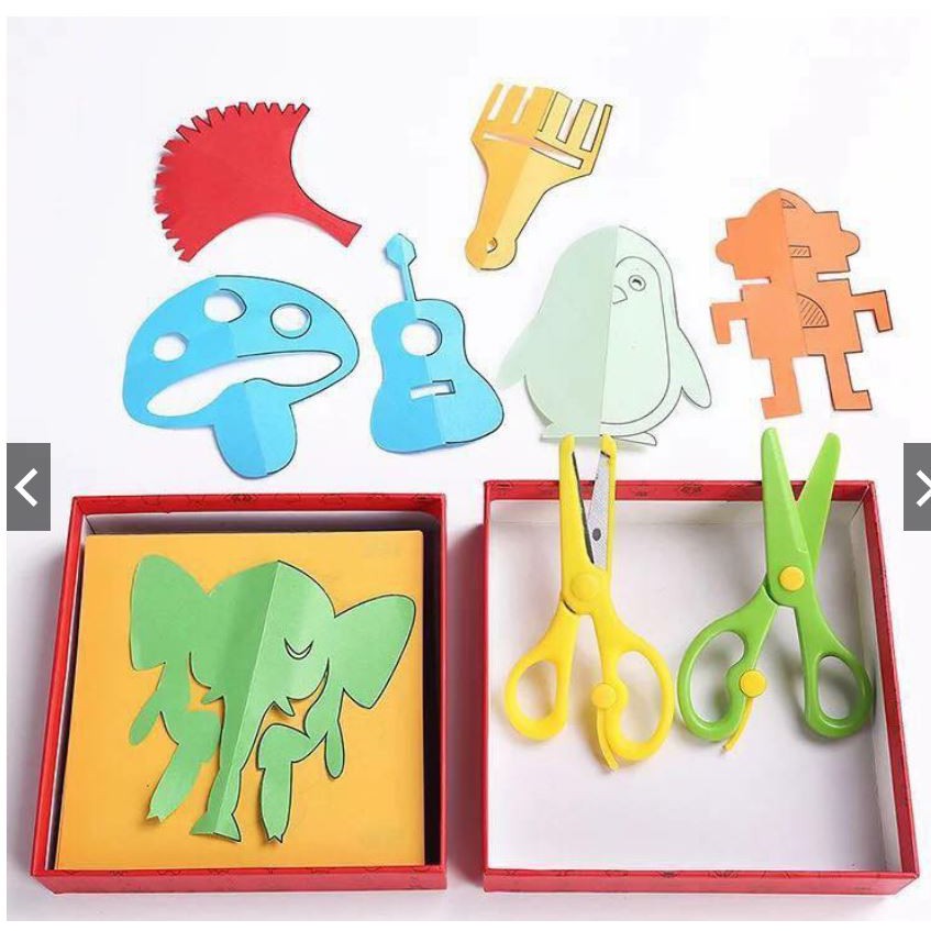 Bộ giấy thủ công in sẵn 240 hình kèm 2 kéo cắt cho đôi tay khéo léo