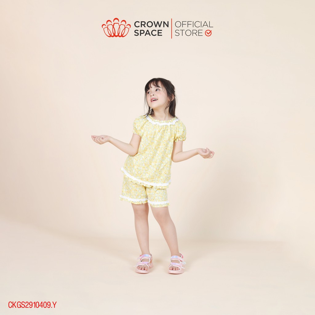 Đồ Mặc Nhà Màu Vàng Pastel Cho Bé Gái Chính Hãng Crown Space CKGS2910409.Y