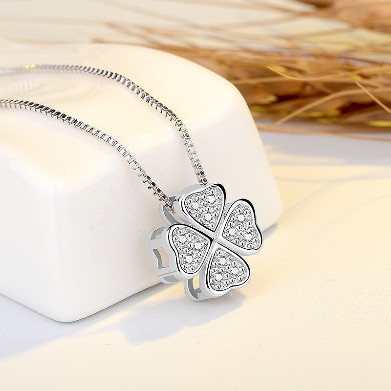 Dây chuyền bạc 925 cỏ bốn lá may mắn Dế Bạc -BO0004-2