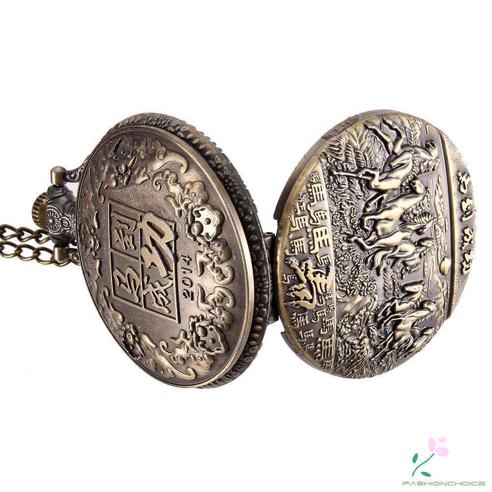 Đồng hồ quả quýt chạm khắc hình ngựa phong cách cổ điển | BigBuy360 - bigbuy360.vn