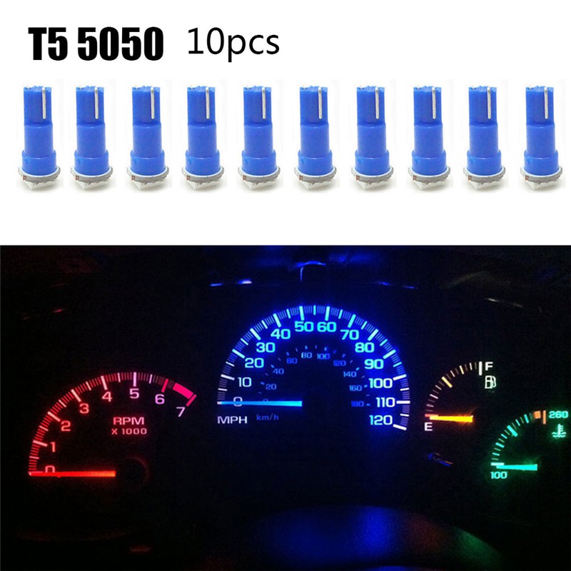 Set 10 bóng đèn led T5 5050 1SMD gắn trang trí bảng đồng hồ xe ô tô