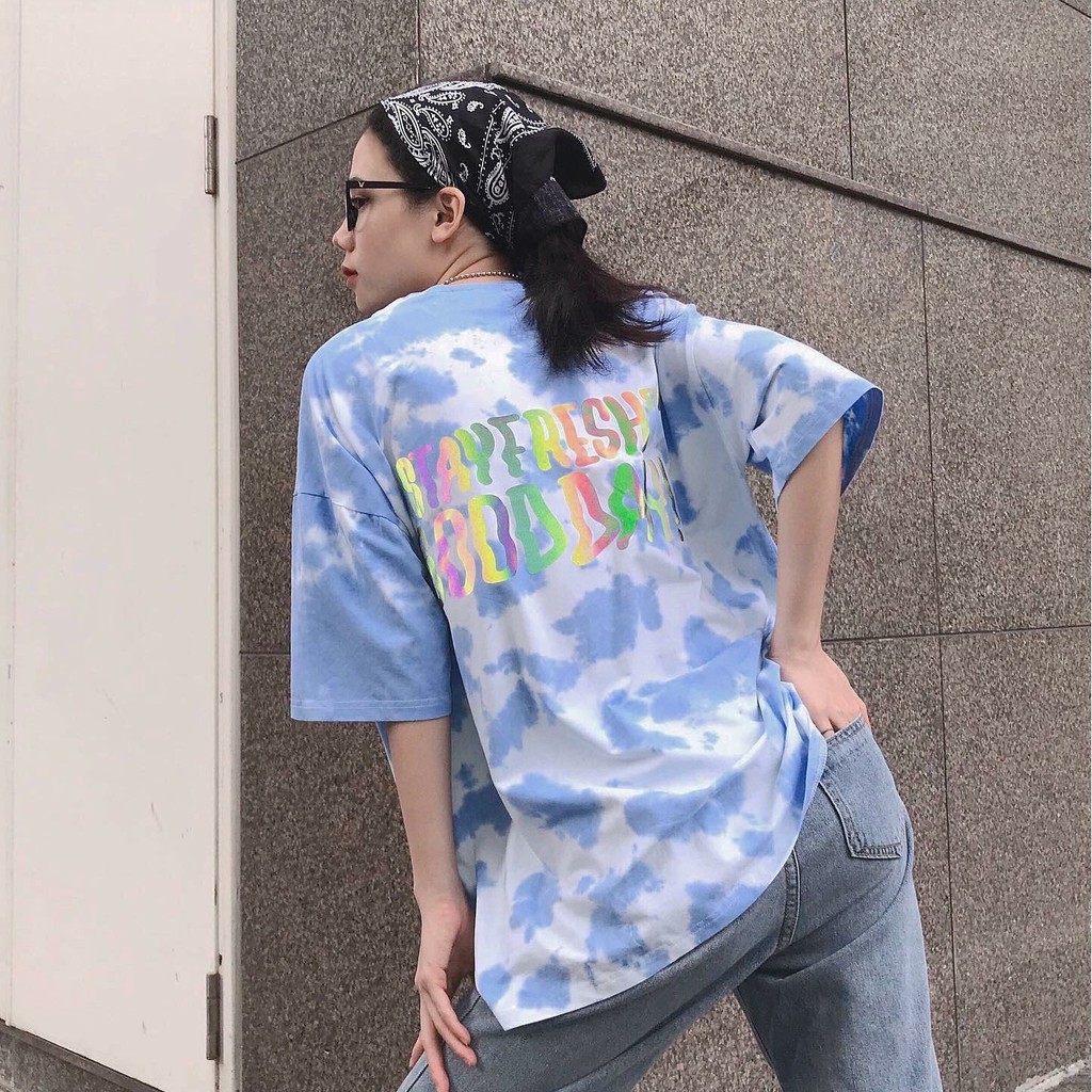 Áo Thun Tay Lỡ Phản Quang Hologram TSUN BLUE LAGOON TIEDYE Unisex