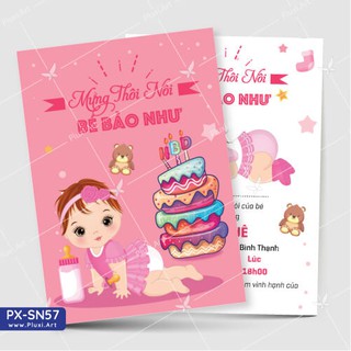  Thiệp thôi nôi –  Sinh nhật công chúa, in theo yêu cầu , Pluxi (PX_SN57)