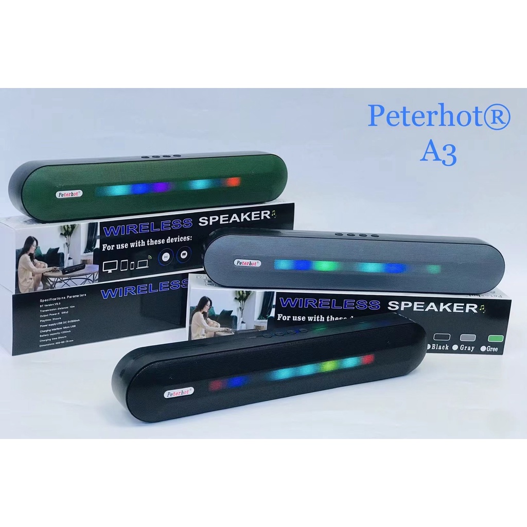 Loa Bluetooth A3 có đèn Led - Loa không dây chơi nhac với 2 loa phát nhạc chế độ Stereo âm thanh cực hay, công suất 10W