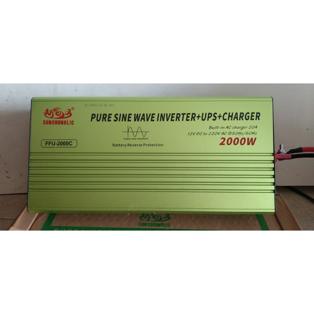 KICH ĐIỆN INVERTER 12V 2000W SIN CHUẨN 2IN1 Sạc lưới 20A Và UPS FFU-2000C Hàng Chất Lượng