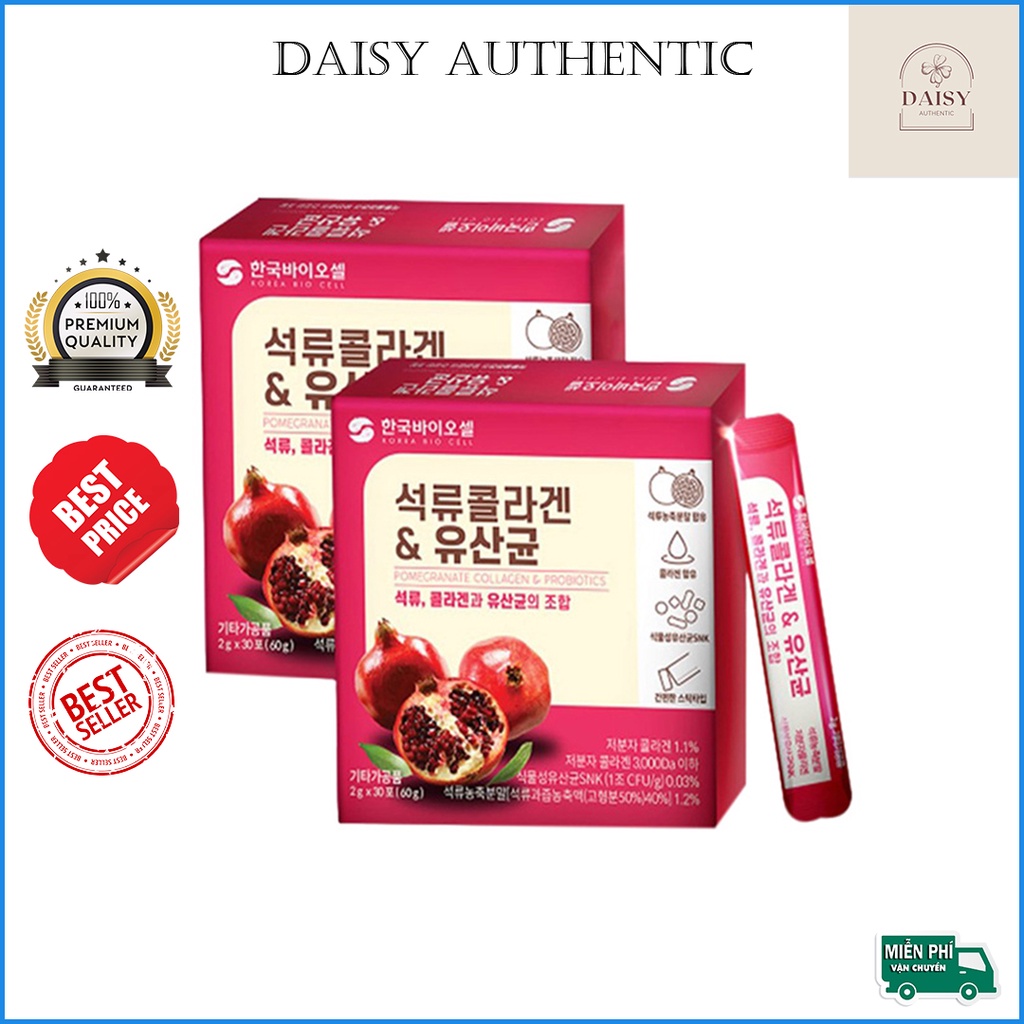 Bột Collagen Uống Lựu Đỏ Bio Cell Hàn Quốc 30 Gói Chính Hãng - Nước Lựu Đẹp Da Giảm Cân Thải Độc Tố Tăng Cường Nội Tiết