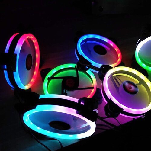 Bộ 3 fan case 12cm Coolmon RGB  Led Ring tặng bộ hub điều khiển remote led