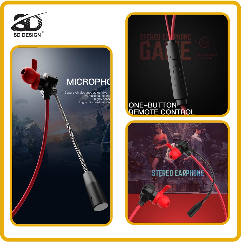 Tai nghe Gaming S2 chính hãng SD DESIGN chuyên dùng cho game thủ PC PUBG/ROS/FreeFire có mic rời, chân Jack cắm 3.5mm