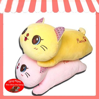 Gấu bông - Gối Ôm Gấu Bông Mèo Nằm 🐈Mắt To 🐈Siêu đáng yêu- GB16