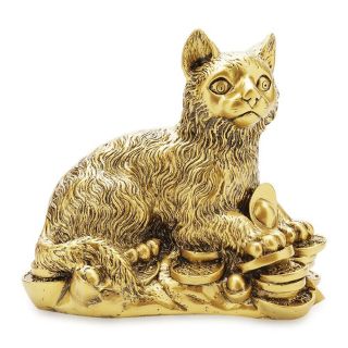 Tượng đá phong thuỷ con mèo tiền vàng đồng