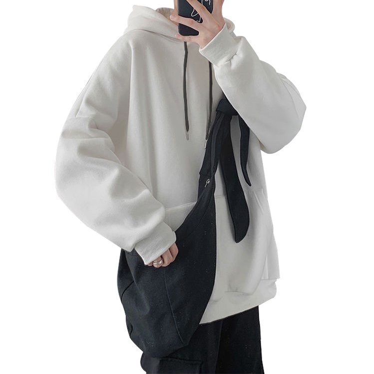 Áo HOODIE Nam Đen Trơn BASIS Vải Nỉ Phom Rộng UNISEX từ 45kg - 90kg HD900Đ