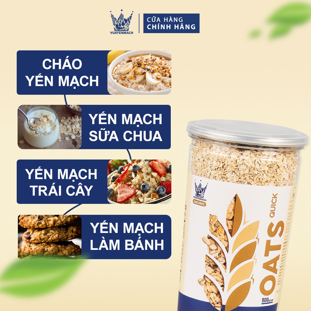 Yến Mạch Úc VUA YẾN MẠCH cán vỡ hữu cơ ăn kiêng Healthy nguyên chất nhập khẩu 500gr