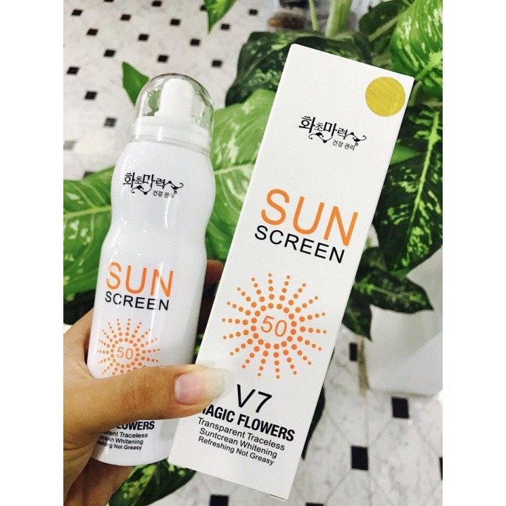 Kem chống nắng toàn thân dưỡng trắng da dạng xịt SUN SCREEN V7 Hàn Quốc