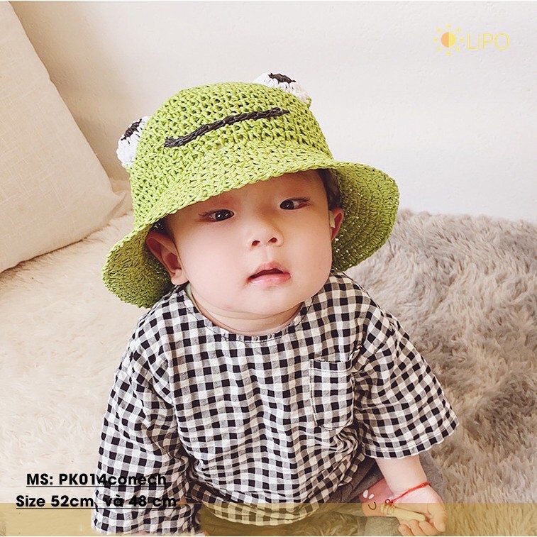 Mũ cói chống nắng hình chú ếch đáng yêu cho bé