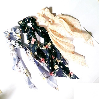 Cột tóc vải scrunchies băng đô nơ dài