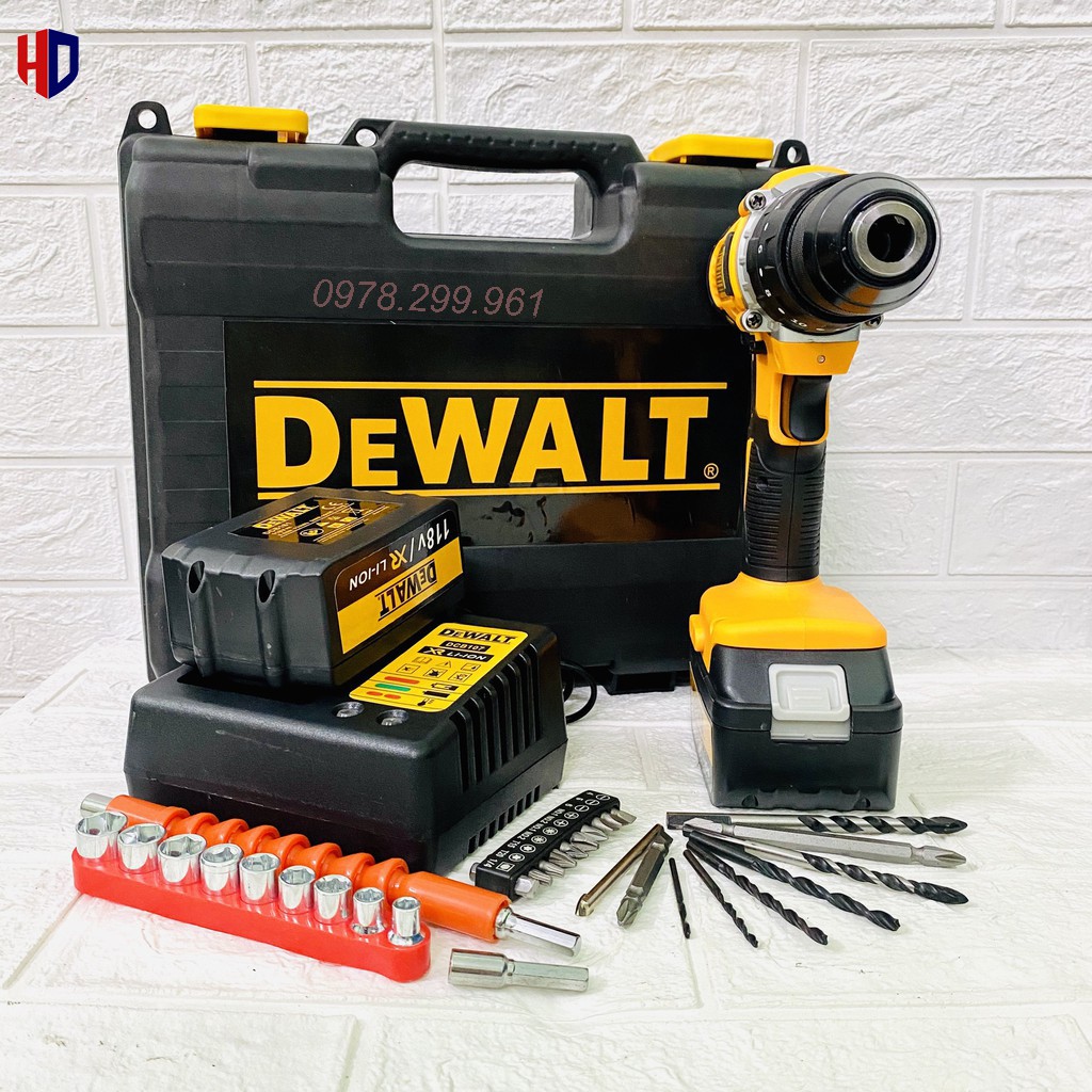 [GIÁ RẺ] Máy Khoan Pin DEWALT 118V Động Cơ 775, 3 Chức Năng  + Tặng Bộ Phụ Kiện Vặn Mở 21 Chi Tiết