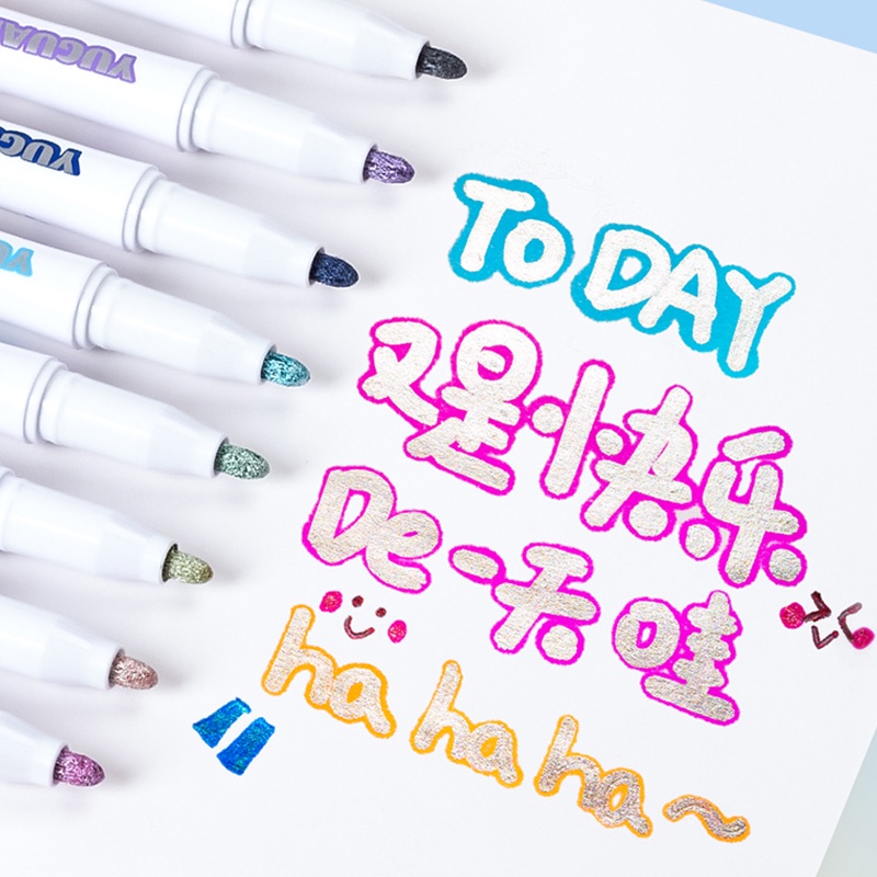 Bút Đánh Dấu Hai Đầu 8 / 12 Màu Kích Thước Lớn Sáng Tạo Cho Học Sinh