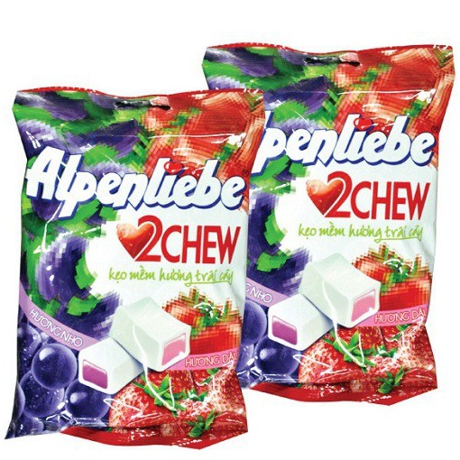 Gói 25 viên Kẹo Alpenliebe mềm 2 chew dâu và nho thơm ngon ngất ngây