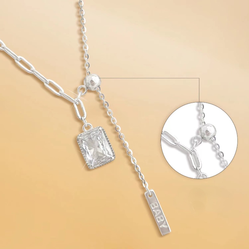 Vòng cổ thời trang bằng kim cương hình vuông dành cho phụ nữ