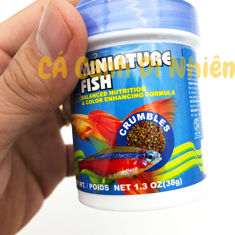 Thức ăn cho cá thủy sinh Miniature Fish dạng hạt lọ XANH lỌ 38 Gram
