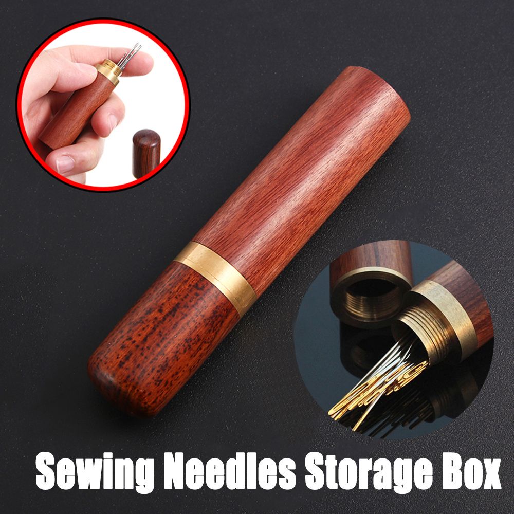 Ống đựng kim chỉ bằng gỗ màu sắc ngẫu nhiên tiện dụng